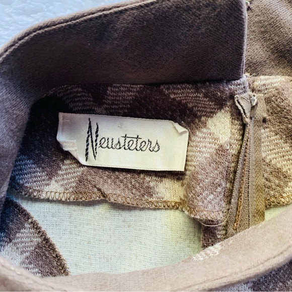 Neusteters Vintage Brown Tan Diamond Mock Neck Dress | Medium - Picture 6 of 14